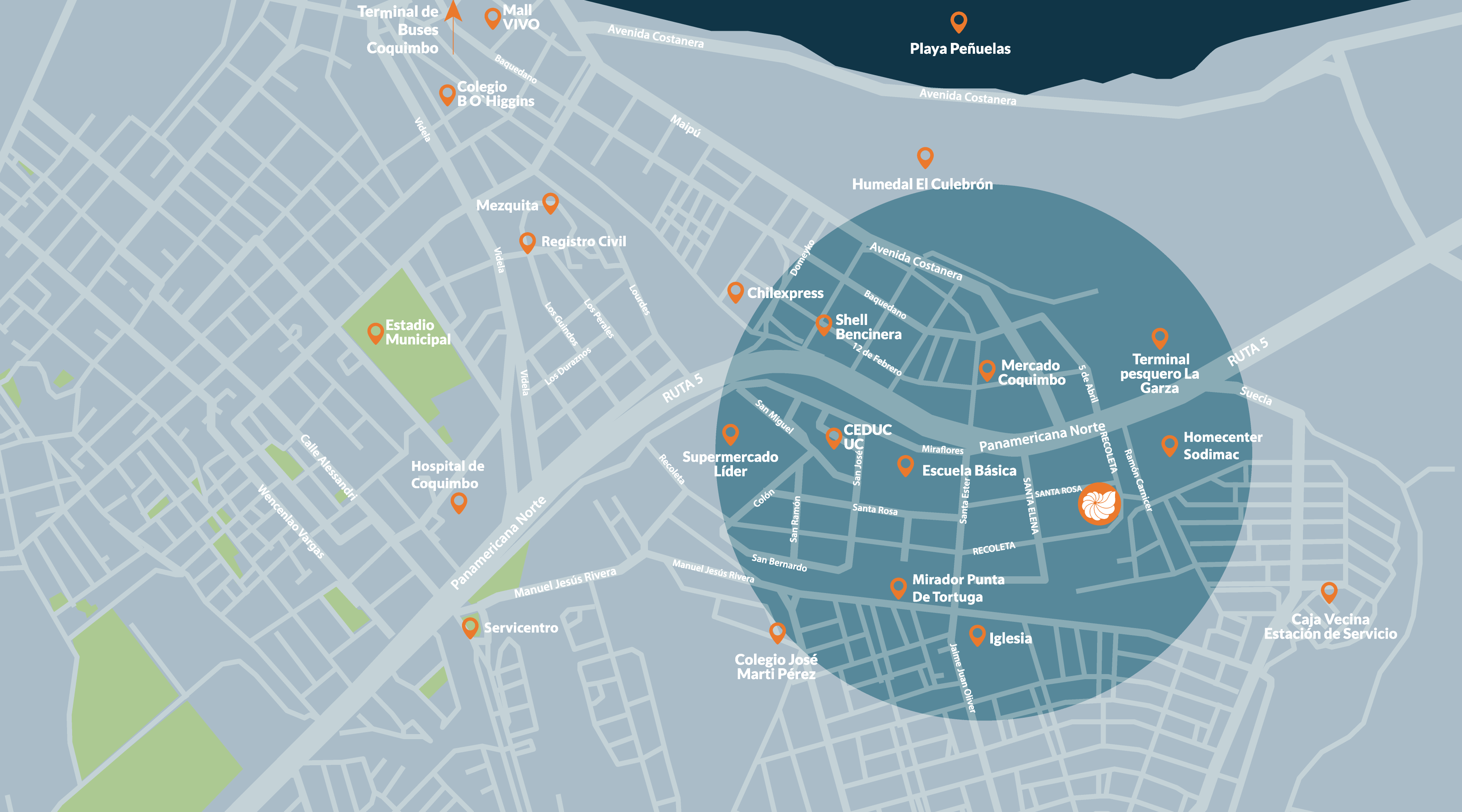 Mapa de ubicación Espacio Aura Coquimbo
